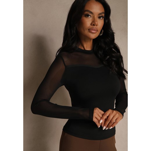 Czarna Bluzka Golf Vices z Przezroczystymi Rękawami Kariale Renee S renee.pl