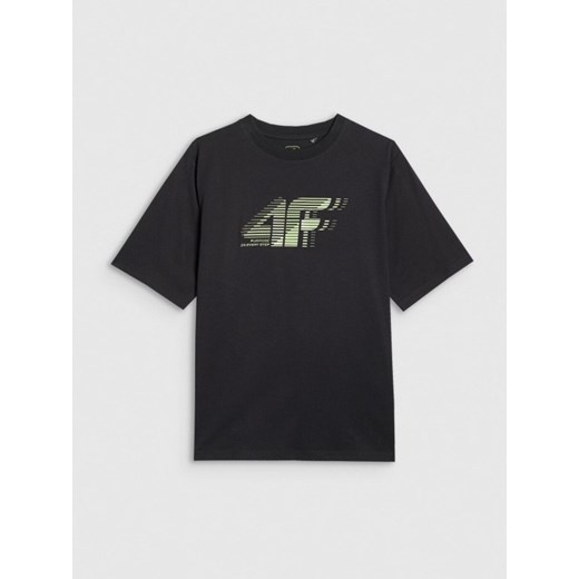 Chłopięcy t-shirt z nadrukiem 4F 4FJRAW25TTSHM3165 - czarny ze sklepu Sportstylestory.com w kategorii T-shirty chłopięce - zdjęcie 185812241
