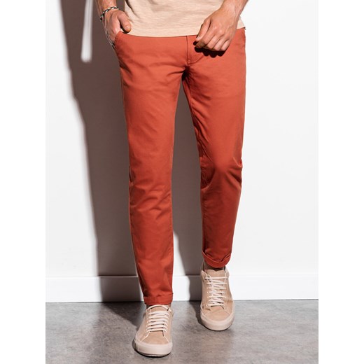 Spodnie męskie chino - ceglaste P894 ze sklepu ombre w kategorii Spodnie męskie - zdjęcie 185814283