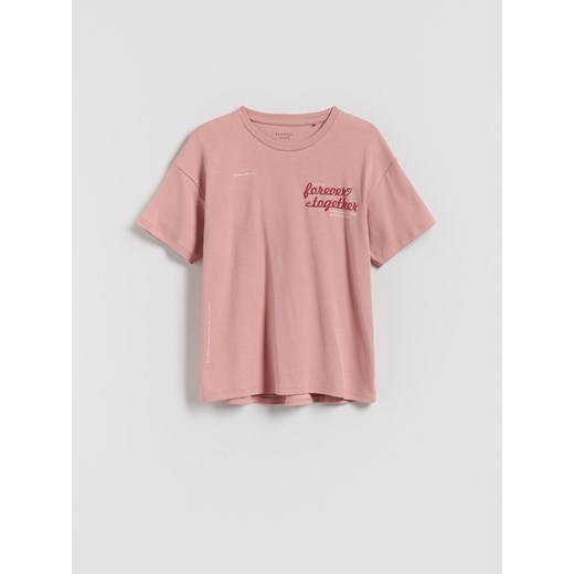 Reserved - T-shirt z nadrukiem - różowy ze sklepu Reserved w kategorii Bluzki dziewczęce - zdjęcie 185818282