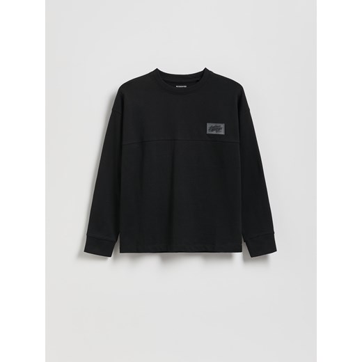 Reserved - Bawełniany longsleeve - czarny ze sklepu Reserved w kategorii T-shirty chłopięce - zdjęcie 185818284