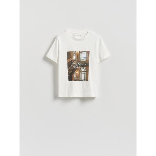 Reserved - T-shirt z nadrukiem - biały ze sklepu Reserved w kategorii Bluzki damskie - zdjęcie 185818334