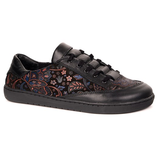 Sneakersy barefoot damskie Kaia Olivier 101MP – anatomiczne buty skórzane czarny kwiaty ze sklepu butyolivier w kategorii Półbuty damskie - zdjęcie 185818922