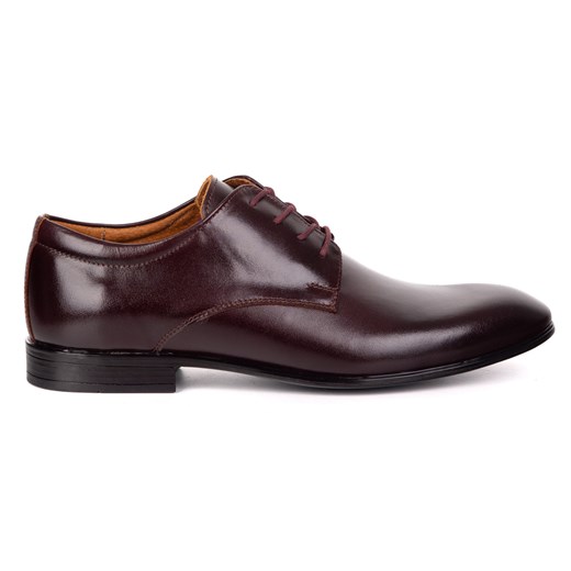 Buty męskie skórzane wizytowe Olivier 484 bordowe – klasyczne półbuty derby ze sklepu butyolivier w kategorii Buty eleganckie męskie - zdjęcie 185818940