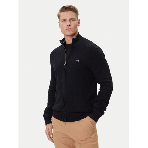 Gant Kardigan 8030263 Czarny Regular Fit ze sklepu MODIVO w kategorii Swetry męskie - zdjęcie 185820373