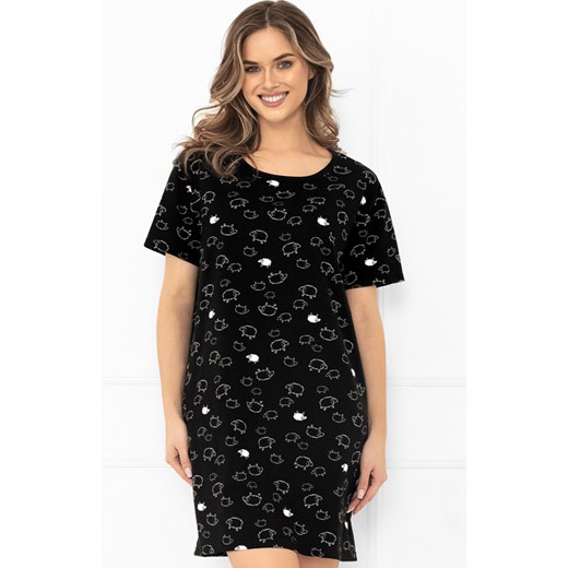 Bawełniana koszula nocna w owce Bonnie, Kolor czarny-wzór, Rozmiar S, Italian Fashion ze sklepu Primodo w kategorii Koszule nocne - zdjęcie 185821390