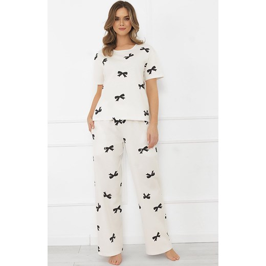 Piżama damska z krótkim rękawem i długą nogawką Figaro, Kolor ecru-wzór, Rozmiar S, Italian Fashion ze sklepu Primodo w kategorii Piżamy damskie - zdjęcie 185821404