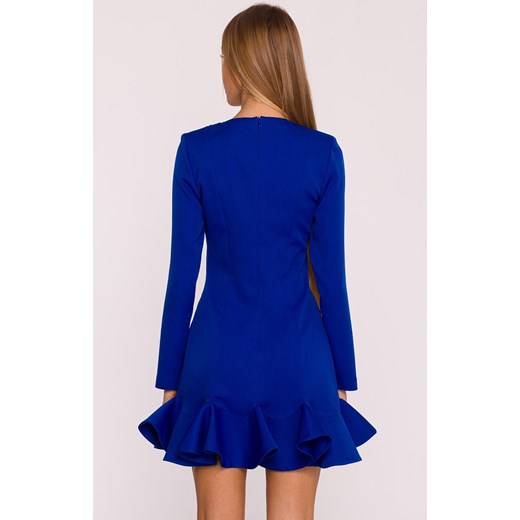 Moe sukienka damska z falbankami chabrowa M880, Kolor chabrowy, Rozmiar L, MOE ze sklepu Primodo w kategorii Sukienki - zdjęcie 185821584