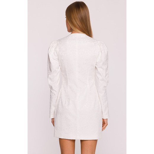 Moe żakardowa sukienka marynarkowa śmietankowa M881, Kolor śmietankowy, Rozmiar L, MOE ze sklepu Primodo w kategorii Sukienki - zdjęcie 185821594