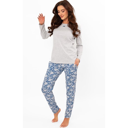 Długa piżama damska szara Boma, Kolor szary-wzór, Rozmiar S, Italian Fashion ze sklepu Intymna w kategorii Piżamy damskie - zdjęcie 185822393