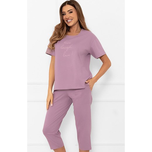 Bawełniana piżama damska wrzosowa Ksara, Kolor wrzosowy, Rozmiar S, Italian Fashion ze sklepu Intymna w kategorii Piżamy damskie - zdjęcie 185822443