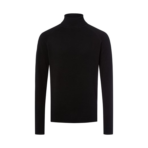 Nils Sundström Męski sweter z dzianiny - Stockholm Mężczyźni Bawełna czarny wypukły wzór tkaniny ze sklepu vangraaf w kategorii Swetry męskie - zdjęcie 185826370