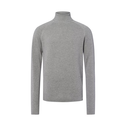 Nils Sundström Męski sweter z dzianiny - Stockholm Mężczyźni Bawełna szary wypukły wzór tkaniny ze sklepu vangraaf w kategorii Swetry męskie - zdjęcie 185826371