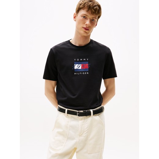 Tommy Hilfiger Koszulka męska Mężczyźni Bawełna czarny nadruk ze sklepu vangraaf w kategorii T-shirty męskie - zdjęcie 185826390