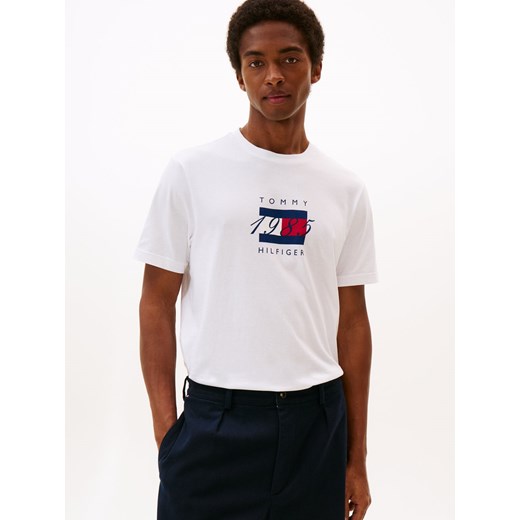 Tommy Hilfiger Koszulka męska Mężczyźni Bawełna biały nadruk ze sklepu vangraaf w kategorii T-shirty męskie - zdjęcie 185826391