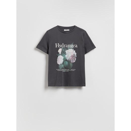 Reserved - T-shirt z nadrukiem - ciemnoszary ze sklepu Reserved w kategorii Bluzki damskie - zdjęcie 185826851