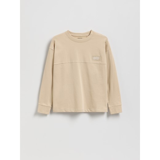 Reserved - Bawełniany longsleeve - beżowy ze sklepu Reserved w kategorii T-shirty chłopięce - zdjęcie 185826853