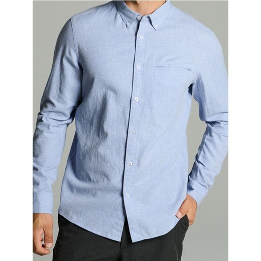 Sinsay - Bawełniana koszula slim fit - błękitny ze sklepu Sinsay w kategorii Koszule męskie - zdjęcie 185828062