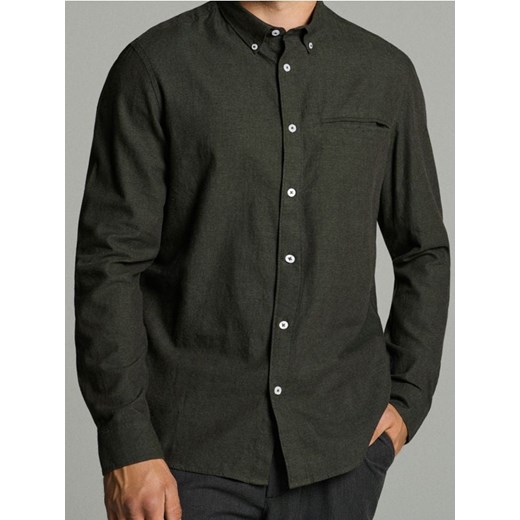 Sinsay - Bawełniana koszula slim fit - zielony ze sklepu Sinsay w kategorii Koszule męskie - zdjęcie 185828064