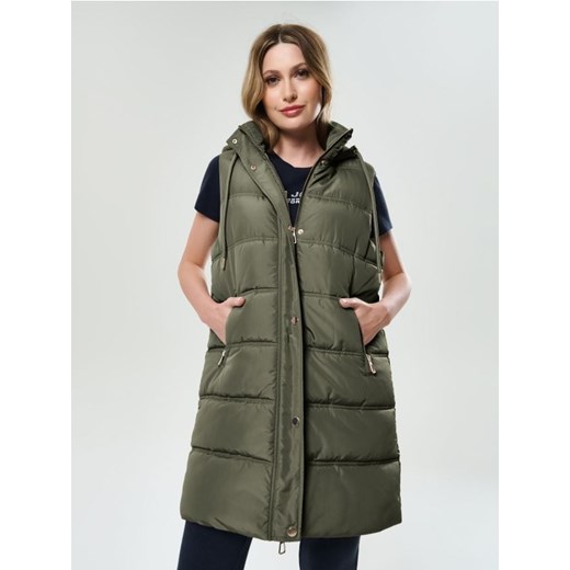 Sinsay - Kamizelka puffer z kapturem - zielony ze sklepu Sinsay w kategorii Kamizelki damskie - zdjęcie 185828160