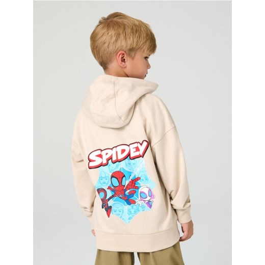 Sinsay - Bluza z kapturem z nadrukiem na plecach Spidey & His Amazing Friends - beżowy ze sklepu Sinsay w kategorii Bluzy chłopięce - zdjęcie 185828220