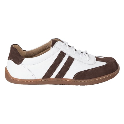 Buty BAREFOOT damskie skórzane minimalistyczne 1287 białe z brązowym nubukiem sneakersy ze sklepu butyolivier w kategorii Półbuty damskie - zdjęcie 185829410