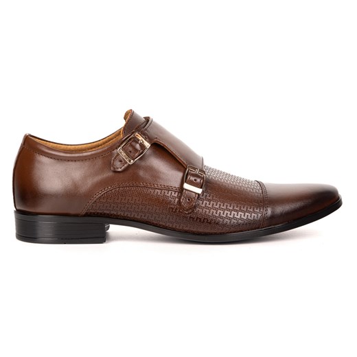 Skórzane buty wizytowe Monki 287T4 LU brąz ze sklepu butyolivier w kategorii Buty eleganckie męskie - zdjęcie 185829421