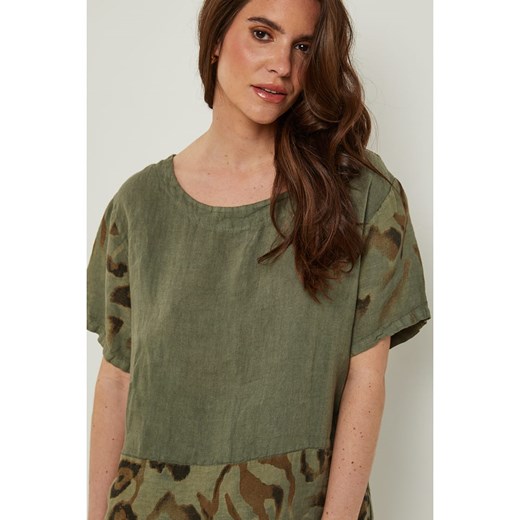 Rodier Lin Lniana koszulka w kolorze khaki Rodier Lin L/XL Limango Polska okazja