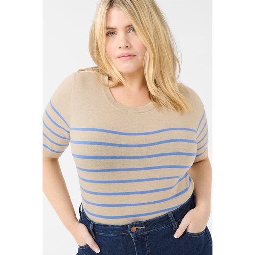 KAFFE curve Sweter w kolorze beżowo-błękitnym L okazyjna cena Limango Polska