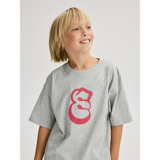 Reserved - Bawełniany t-shirt oversize - jasnoszary ze sklepu Reserved w kategorii T-shirty chłopięce - zdjęcie 185832034