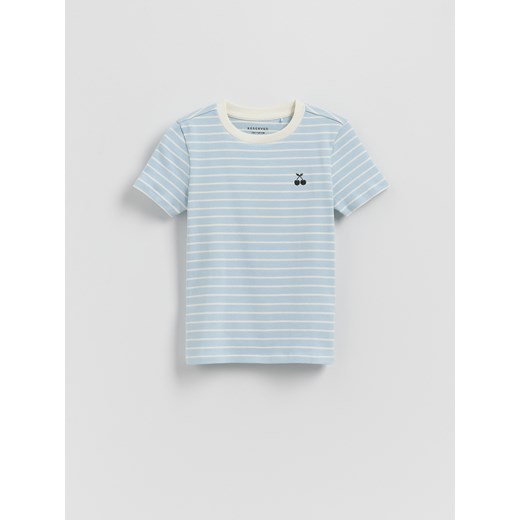 Reserved - Bawełniany t-shirt w paski - jasnoniebieski ze sklepu Reserved w kategorii Bluzki dziewczęce - zdjęcie 185832281