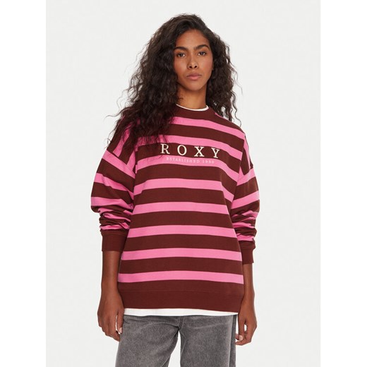 Roxy Bluza Strictly Stripes ERJFT05004 Różowy Oversize ze sklepu MODIVO w kategorii Bluzy damskie - zdjęcie 185833782