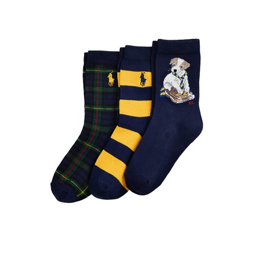 Polo Ralph Lauren Zestaw 3 par wysokich skarpet dziecięcych 443P03154001 Granatowy ze sklepu MODIVO w kategorii Skarpetki dziecięce - zdjęcie 185833824