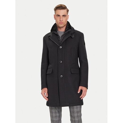 JOOP! Płaszcz wełniany 17 JC-36Mikos 30048430 Czarny Regular Fit ze sklepu MODIVO w kategorii Płaszcze męskie - zdjęcie 185833841