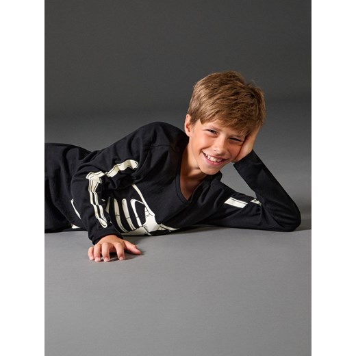 Sinsay - Piżama świecąca w ciemności z motywem kości - czarny Sinsay 170 (14-15 l) Sinsay