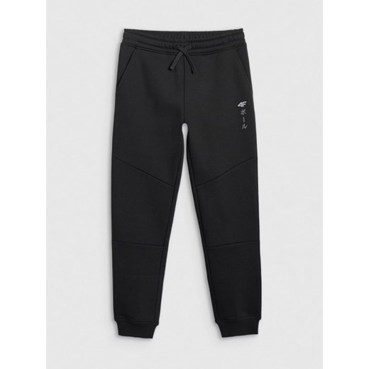 Chłopięce spodnie dresowe joggery 4F 4FJRAW25TTROM1663 - czarne ze sklepu Sportstylestory.com w kategorii Spodnie chłopięce - zdjęcie 185837410