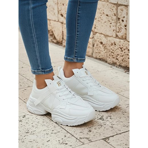 Damskie białe sneakersy Arete z eko skóry, płaski obcas, wiosenna kolekcja ze sklepu royalfashion.pl w kategorii Buty sportowe damskie - zdjęcie 185838563