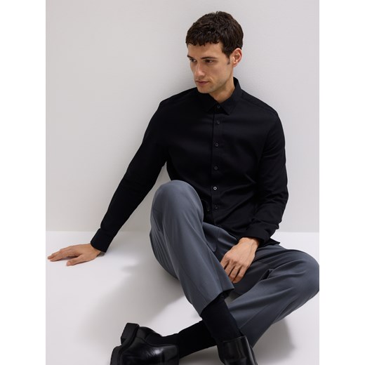 Reserved - Bawełniana koszula super slim fit - czarny ze sklepu Reserved w kategorii Koszule męskie - zdjęcie 185838702