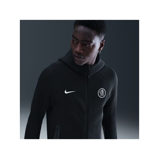 Męska piłkarska kurtka z dzianiny z zamkiem na całej długości Nike Total 90 Chelsea F.C. Tech Windrunner - Czerń ze sklepu Nike poland w kategorii Bluzy męskie - zdjęcie 185841562
