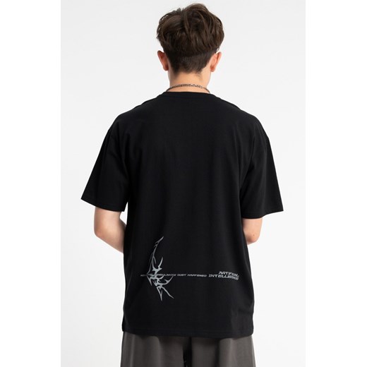 Czarny t-shirt loose z autorską grafiką z tyłu, rozmiar - 170, kolor - czarny ze sklepu REPORTER w kategorii T-shirty chłopięce - zdjęcie 185842813