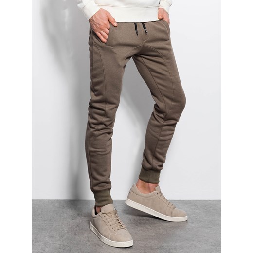 Spodnie męskie dresowe JOGERRY - khaki V16 OM-PABS-0134 ze sklepu ombre w kategorii Spodnie męskie - zdjęcie 185843140
