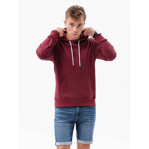 Bluza męska z kapturem BASIC - bordowa B979 ze sklepu ombre w kategorii Bluzy męskie - zdjęcie 185843274