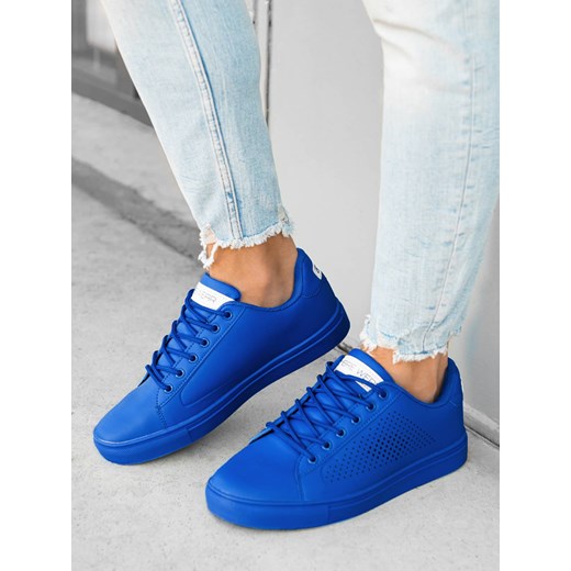 Klasyczne męskie buty sportowe - niebieskie T383 ze sklepu ombre w kategorii Trampki męskie - zdjęcie 185843313
