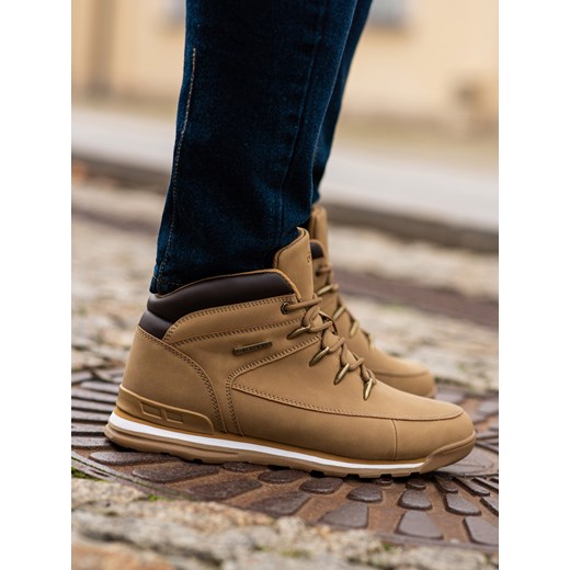 Buty męskie trapery ocieplane - camel V1 T313 ze sklepu ombre w kategorii Buty zimowe męskie - zdjęcie 185843621