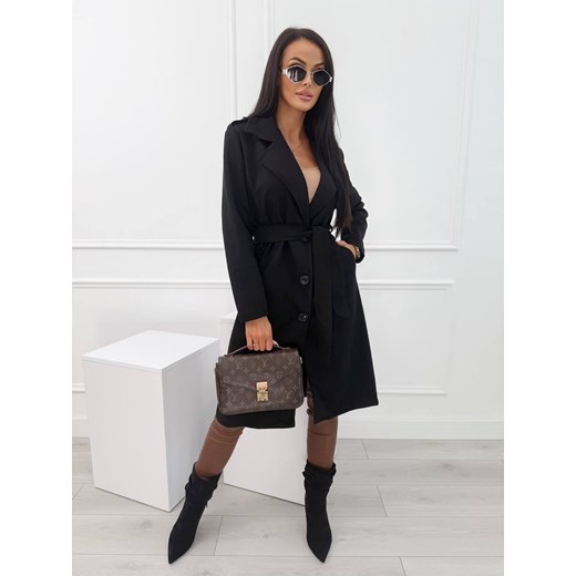 Czarny Zamszowy Płaszcz Modnakiecka.pl 44 ModnaKiecka.pl