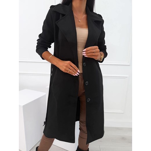 Czarny Zamszowy Płaszcz Modnakiecka.pl 46 ModnaKiecka.pl