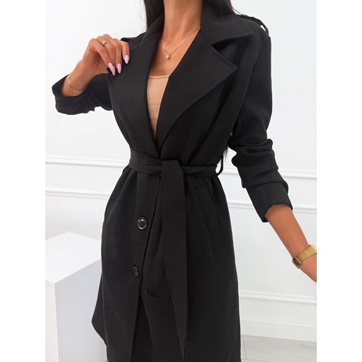 Czarny Zamszowy Płaszcz Modnakiecka.pl 42 ModnaKiecka.pl