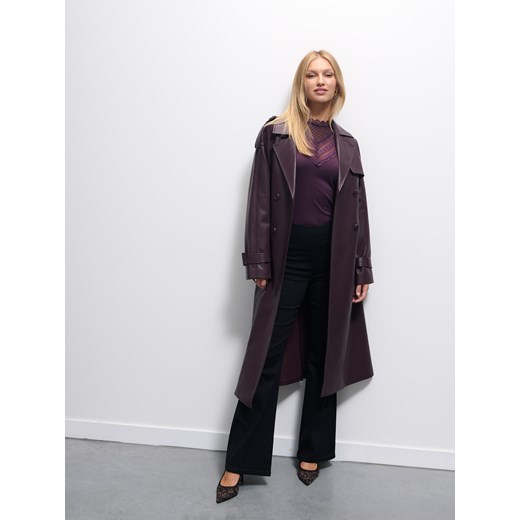 Mohito - Burgundowa bluzka z ozdobnym przodem - ciemny fiolet Mohito S Mohito