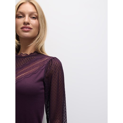 Mohito - Burgundowa bluzka z ozdobnym przodem - ciemny fiolet Mohito XS Mohito
