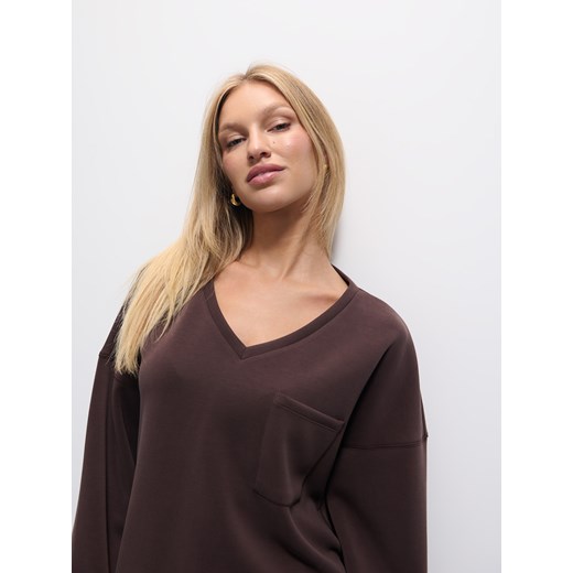 Mohito - Czekoladowa bluza z dodatkiem modalu - ciemnobrązowy Mohito M Mohito